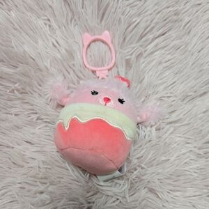 Squishmallow Cute Pink and Cream Plush Keychain 3 1/2 In Mini Sweets